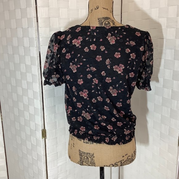 life sheer floral cropped blouse size medium - Picture 4 of 6